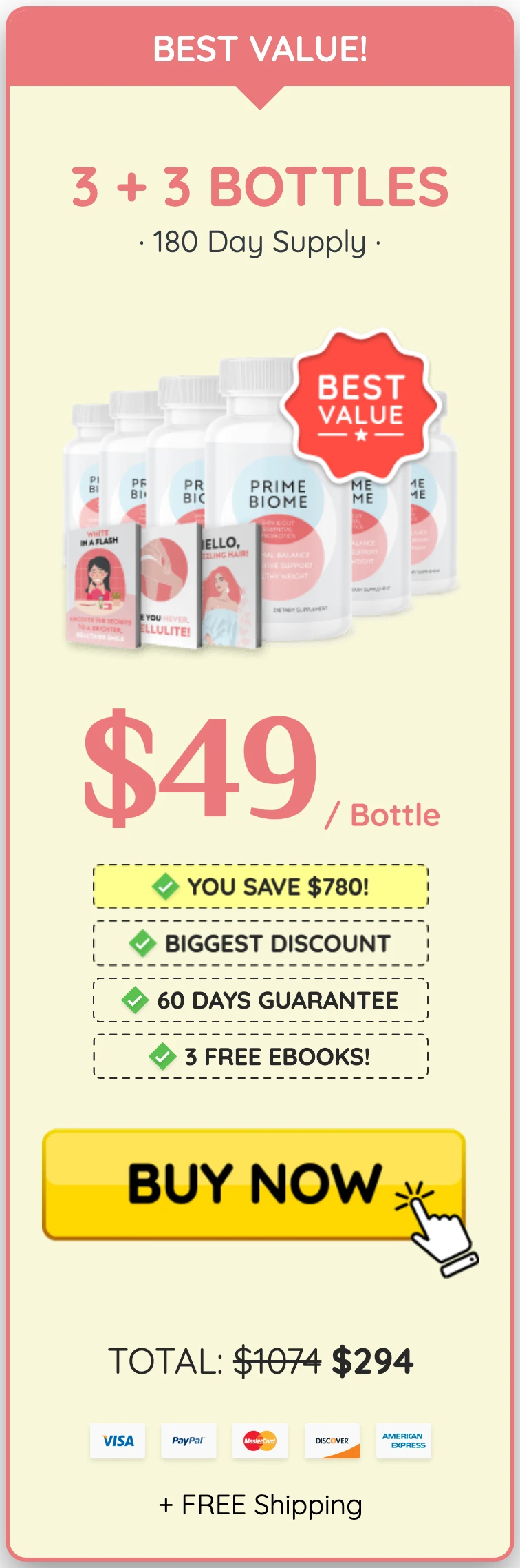PrimeBiome 6 bottles